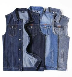 Men039s Vests Big Size 8XL Men Denim Vest Coat Fashion Loose Gilet Outerwear Male Casual Chaleco Hombre Sleeveless Fat Jeans Wa4001372