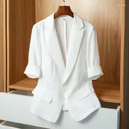 Women's Suits Thin Small Suit Jacket For 2024 Summer Casual Short Sleeved Blazers Coat All-Match Sunscreen Clothing White Top