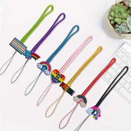 Other Cell Phone Parts Rainbow 24 Cartoon Braided Strap Non-Slip Lanyard Wrist For Decoration Charm Anti-Lost Chains Women Creative Pe Ot13V