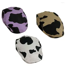 Berets Women Girl Cow Pattern Cotton British Artist Vintage Female Elegant Spring Hat Fashionable Lady