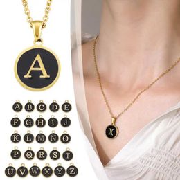 Pendant Necklaces Womens Necklace A-Z 26 English Letter Pendant Alloy Black Letter Pendant Necklace Fashion Jewellery Necklace Friend Gift J240516