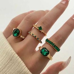 Band Rings Retro Crystal RSets Womens Aesthetic Geometry Luxury Womens Jewelry Gifts 2023 Fashion Pearl Rings 5pcs/6pcs/10pcs J240516