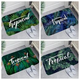 Carpets Cross Border Tropical Plant Green Leaf Door Mat Flannel Non-Slip Carpet Floor Bedroom Entrance Rugs Kitchen Outdoor Home Decor