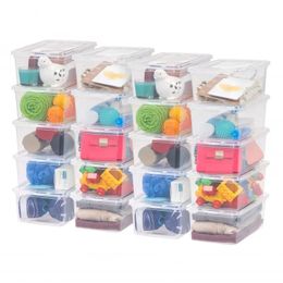 Mainstays 5 Qt 125 gal Small Stackable Plastic Closet Storage Box Clear Set of 20 240510