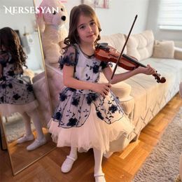 Girl Dresses Nersesyan Elegant Lace Flower For Wedding A-Line Appliques 3D Flowers Children Birthday Party Gowns Occasional 2024