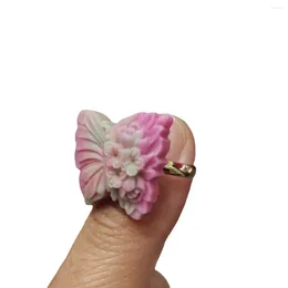 Cluster Rings Natural Pink Agate Butterfly Ring