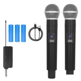 Microphones Wireless Microphone 2 Channel Uhf Fixed Frequency Dynamic Party Karaoke Church Show Meeting 230816 Drop Delivery Electro Dhzi2
