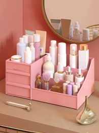 Large Capacity Makeup Storage Box Desktop Organiser Cosmetic Station Lipstick Skincare Rack Modern Simple Style 240518