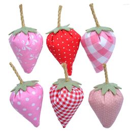 Party Decoration 6 Pcs Simulated Strawberry Fake Fruit Artificial Fruits Ornament Manual Rope