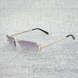 Солнцезащитные очки винтажные маленькие объективы C Wire Men Men Rimless Square Sun Glasses Женщины для открытого клуба Clear Frame Oculos Shades 244Q