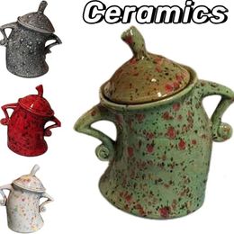 Storage Bottles Ceramics European Style Creative Forked Waist Jars With Lids Spotted Cup Canister Attitude Food Kitchen