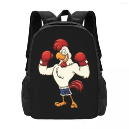 School Bags Funny Boxing Rooster Simple Stylish Student Schoolbag Waterproof Large Capacity Casual Backpack Travel Laptop Rucksack