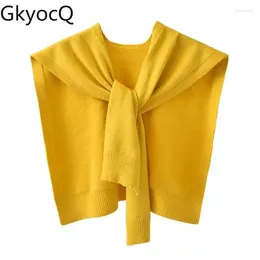 Scarves GkyocQ Korean Chic Fashion Women Shawl Solid Colour Knitted All Match Female Wraps Cape Outwear Dongdaemun Trend