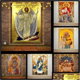 Tapestries Christ Jesus Home Decorative Angel Aesthetic Accessory Wall Hanging Christian Church Mural Decoration Virgin Mary Room Deco Dhjzz