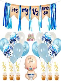 Party Decoration 6 Months Birthday Decorations For Boy Girl It039s My 12 Banner Cake Toppers And Hat Half Year Baby Shower Sup8440020