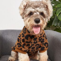 Dog Apparel Puppy Pullover Clothes Leopard Printed Pet Vest Winter For Small Medium Dogs Cat Chihuahua Yorkie Pug Coat