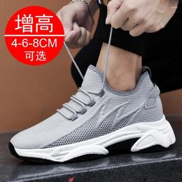 Walking Shoes Sneakers Men Elevator Spring Summer Invisible Heightening 8CM Insoles Inner Height Increasing Mesh Sports