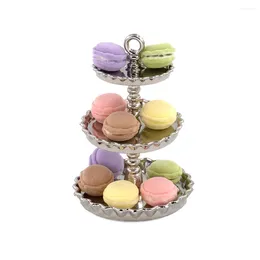 Decorative Figurines 1Pcs 1/12 Dollhouse Miniature Accessories Mini Alloy Dessert Rack Simulation Food Cake Stand Model For Doll House