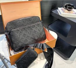 10A Quality Genuine Leather designer bags 3pcs Detachable Trio black Messenger Bags Men Crossbody 3 in 1 Set women Shoulder Bag Handbags Purse Wallet 01