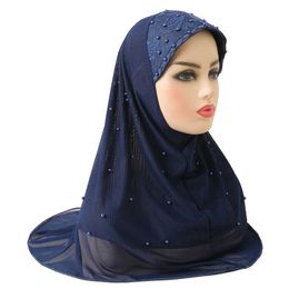 Bandanas Durag H078 Fashionable Girl Muslim Headband Soft Mesh Double layered Skull Islamic Hat Amira Lala Beautiful 10 Year Girls Skull J240516