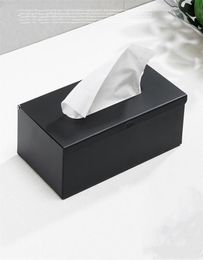 304 Stanless Steel Tissue Box Holder Black Finish Square Cover Wall Mounted Toilet Paper Car 2108187663161