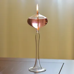 Candle Holders Kerosene Lamp Candlestick Handmade Long Oil Transparent High Foot Glass Handcraft Light