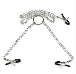 BDSM Bondage Sex Toys Nipple Clamps Clit Clamps Set with Metal Chain Nipples Rings Adult Sex Nipple Toy for Women8575038