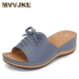 Slippers Retro Women Summer Sandals Flip Flops Solid Slip On Casual Open Toe Wedges Comfortable Daily Beach Shoes