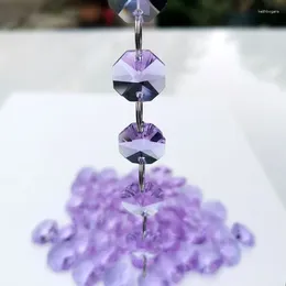 Chandelier Crystal 14mm Prism 2Holes Purple Octagon Beads Prisms Suncatcher Parts Glass Octagonal Chain Garland Hanging Ornament