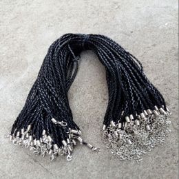 18'' 20'' 22'' 24'' 4mm Black PU Leather Braid Necklace Cords With Lobster Clasp For DIY Craft 2002