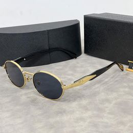 Designer Polarized Sunglasses Metal Sunglasses for Women Men Ellipse Frame Sunglass Glasses Goggle Adumbral Outdoor Eyeglasses UV400