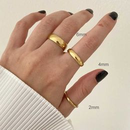 Band Rings The smallest single smooth stainless steel Rfor womens and mens classic 18K gold-plated couple ring wedding engagement Jewellery J240516