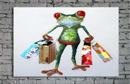Shopping Frog Hand painting Oil Painting On Canvas Large Abstract Cartoon Paintings Wall Decoration JL10016512068