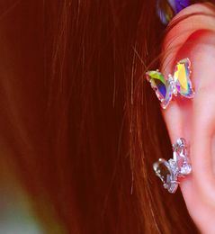 Stud 1 PCS Glass Crystal Butterfly Earring For Women 2021 Stainless Steel Screw Piercing Tragus Flat4667578