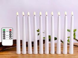 Pack of 12 Warm White Remote Flameless LED Taper Candles Realistic Plastic 11 inch Long Ivory Battery Operated Candlestic 2206062411715