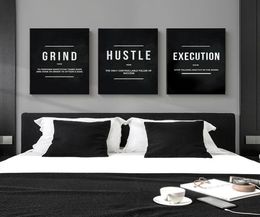 Grind Hustle Execution Motivational Quote Posters and Prints on Canvas Painting Wall Art Pictures for Living Room Office Decor8571477