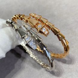 selling 925 sterling silver head and tail diamond elastic snake bone bracelet for womens fashion light luxury brand Jewellery 240515