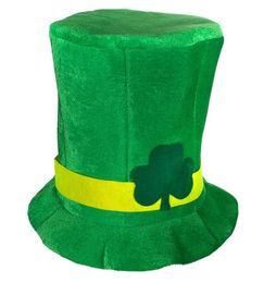 Irish St Patrick Day Green Shamrock Velvet High Top Hat Party Adult Cap Costume for party decoration2980425