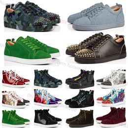 With Box 2024 Red Bottoms Shoes Fashion Designer men Shoes Women Casual shoes Luxury Rivet Low Studed Calf leather Rubber sole Sneakers Sprin 21S0