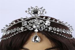 Fashion Sparkly Crystal Bridal Head Chain indian hair Jewellery tikka women Wedding Tiara Bride forehead Decoration Accessories S9199286260