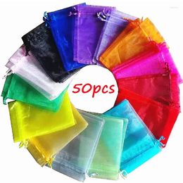 Jewelry Pouches Wholesale 50pcs/lot Adjustable Organza Bag Packaging Bags Wedding Party Display Decoration Drawable Gift