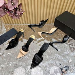 Lacquer leather high-heeled sandals, 2024 new summer versatile slim heel square open toe sexy external wearing flip flops