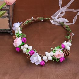 Headpieces Bridal Wreath Headdress Simulated Flower Headband Women Head Jewelry Wedding Hair Accessories