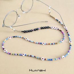 HUANZHI 2021 New Cool Fashion Colourful Beads Acrylic Love Letter Mask Chain Glasses Chain Necklace for Women Jewellery Accessories1 242I