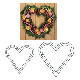 Decorative Flowers Metal Wreath Frame Ring Heart Shaped DIY Macrame Floral Crafts Wire Form Christmas Decoration Door