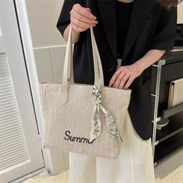 Evening Bags Summer Silk Scarf Shoulder Bag 2024 Casual Simple Tote Fashion Large-capacity Straw Woven Beach