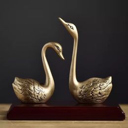 Pure Copper Swan Decorative Crafts Light Luxury Decoration Living Room Brass Ornaments Desktop gifts to friends 240517