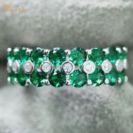 Cluster Rings Wong Rain Vintage 925 Sterling Silver Round Cut Emerald Gemstone Fine Row Ring For Women Cocktail Party Jewellery Wholesale