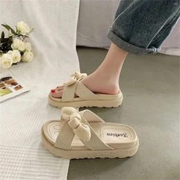 Slippers Women Wear Indoor Comzy Anti-Slip House Cotton Shoes Cute Bowknot Flat Slipper Couples Slides Spring Summer