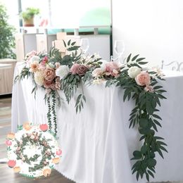 Wedding Artificial Eucalyptus Garland Runner Mantle 18m Silk Flowers Table Centrepiece Boho Wed Bridal Shower Arch Love Decor 240517